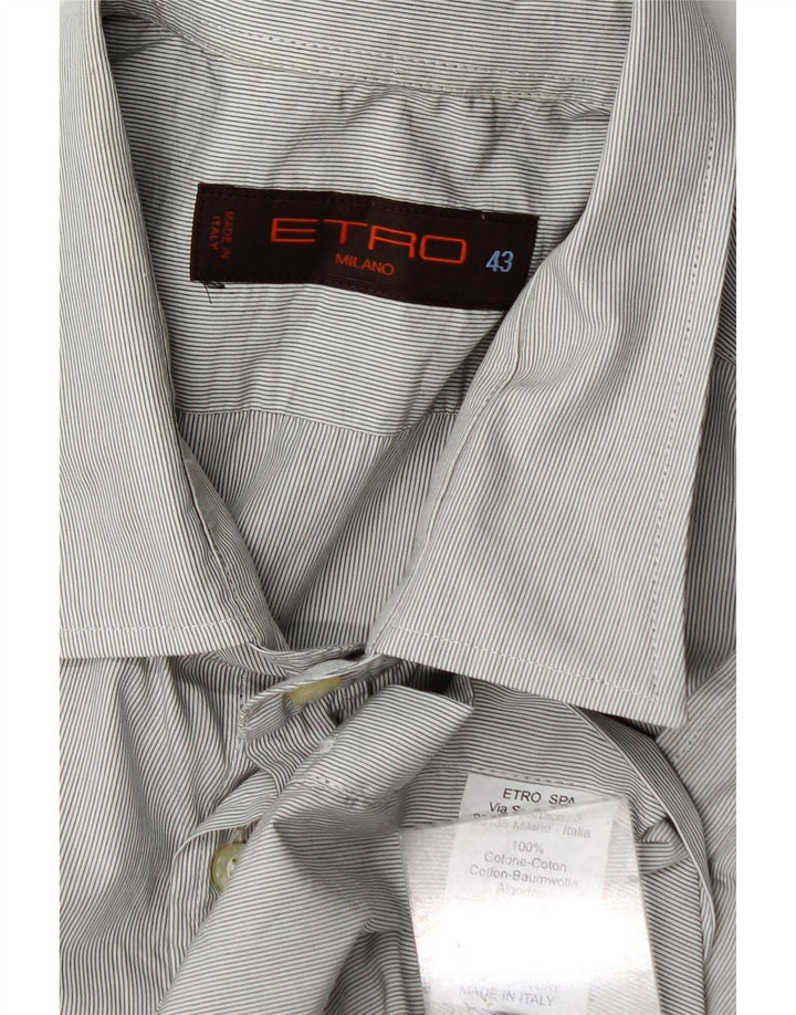 Etro Chemise Homme Taille 43 XL Gris Coton Rayé