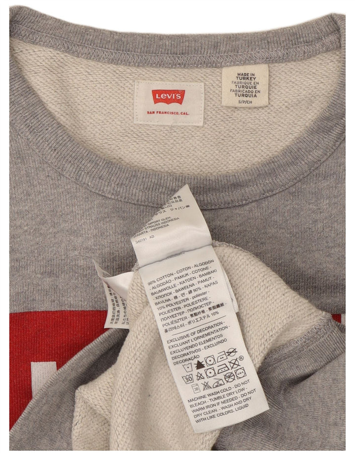 Levi's Graphic Sweatshirt Jumper Small Homme Gris Coton