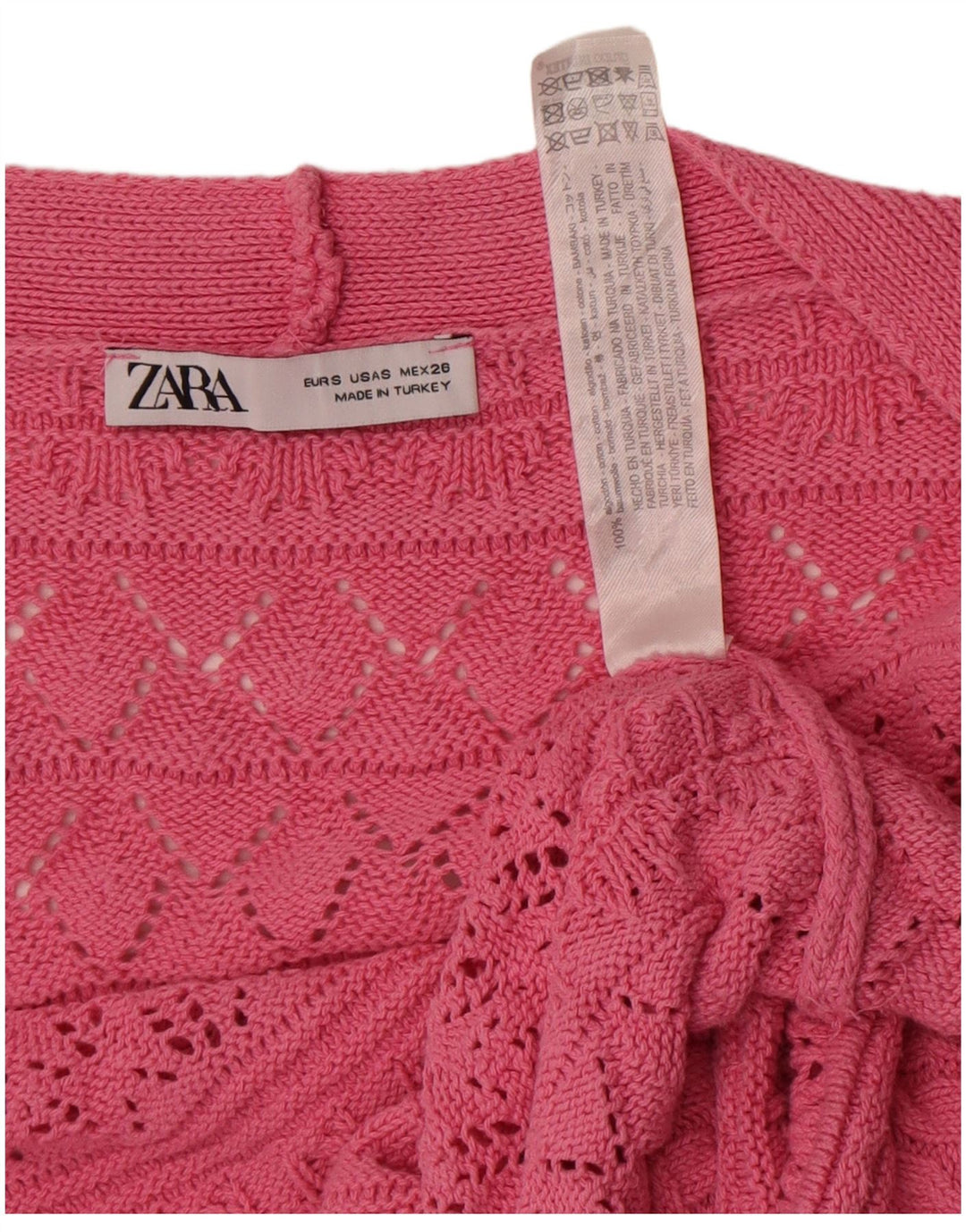 Zara Womens Crop Oversize Cardigan Pull UK 10 Petit Rose Coton