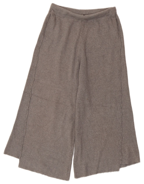 Zara Pantalon Capri en tricot à jambe large pour femme UK 8 Small W25 L19 Gris