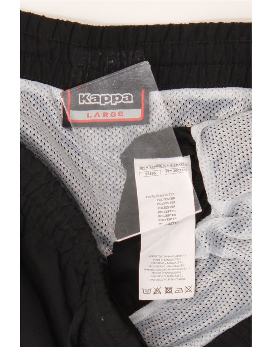 KAPPA Short de Sport Homme Grand Noir Polyester