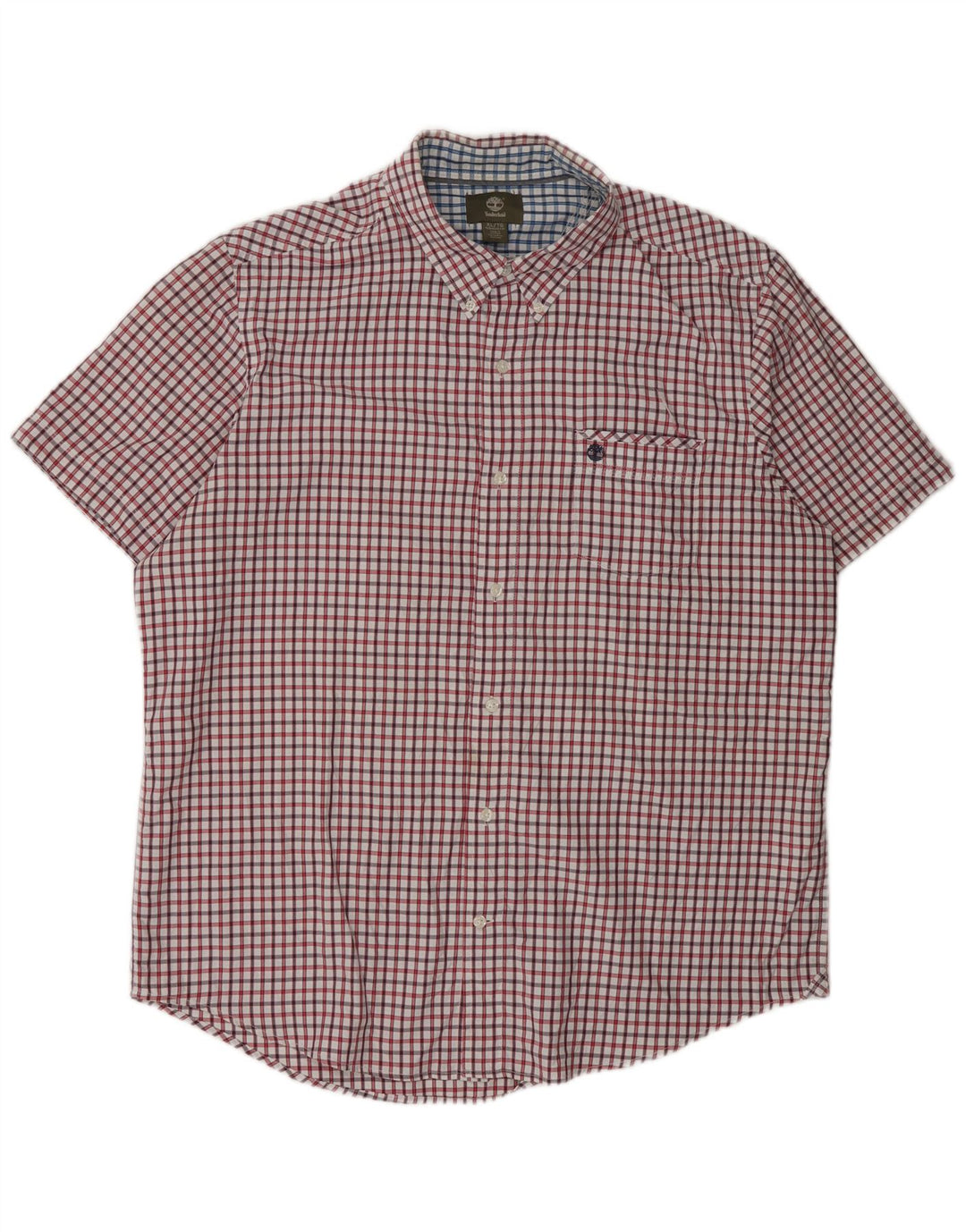 Timberland Chemise à manches courtes pour homme Coupe régulière XL Rouge à carreaux en nylon