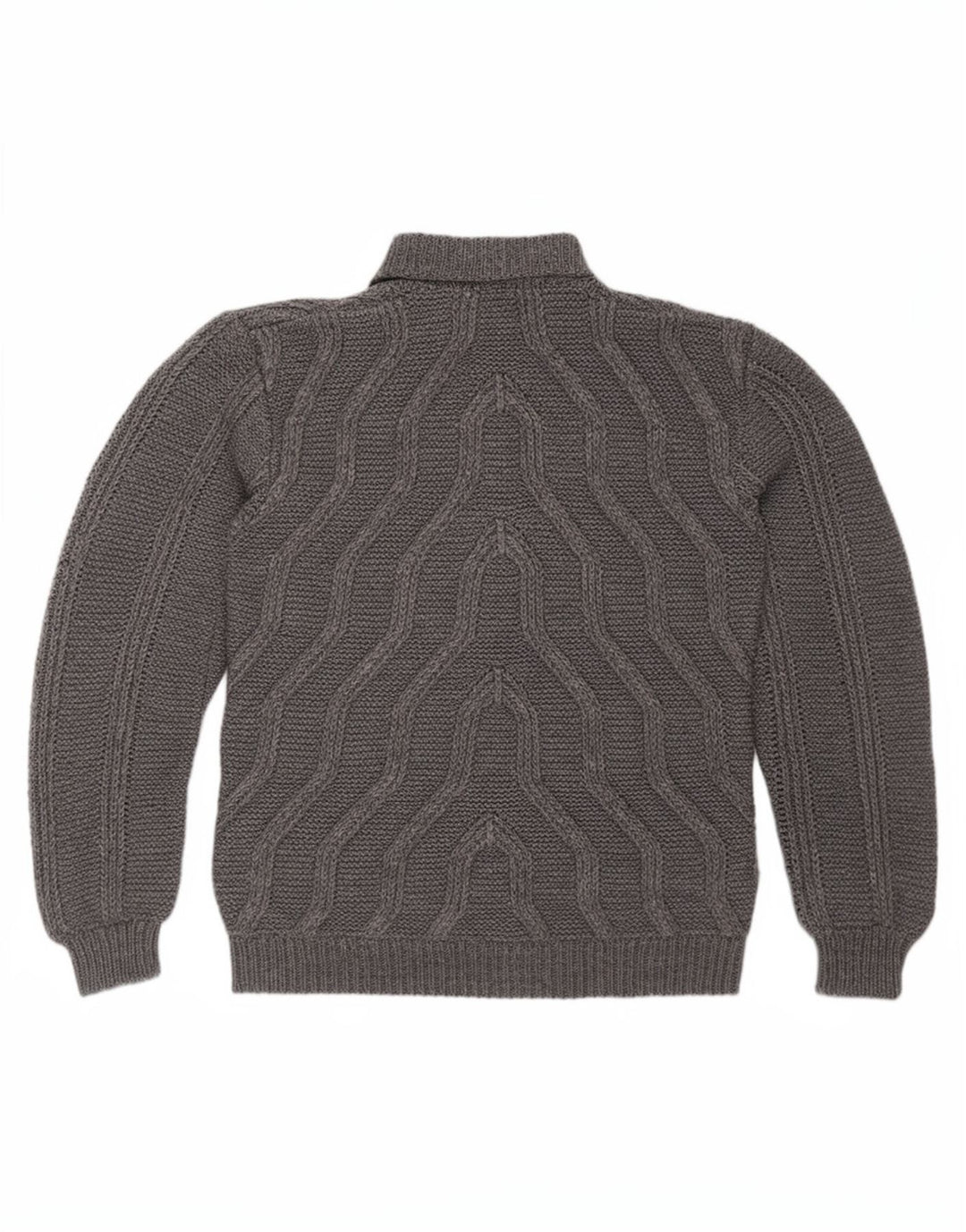 vintage Mens Turtle Neck Jumper Pull Moyen Gris Géométrique