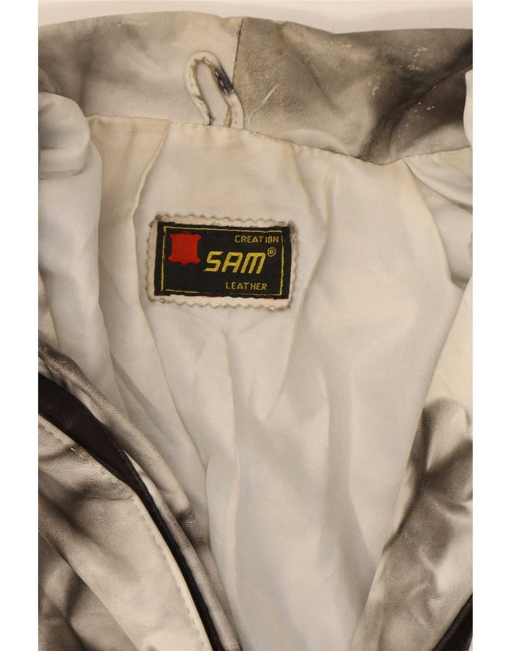 veste surdimensionnée femme vintage UK 16 Grand colorblock blanc