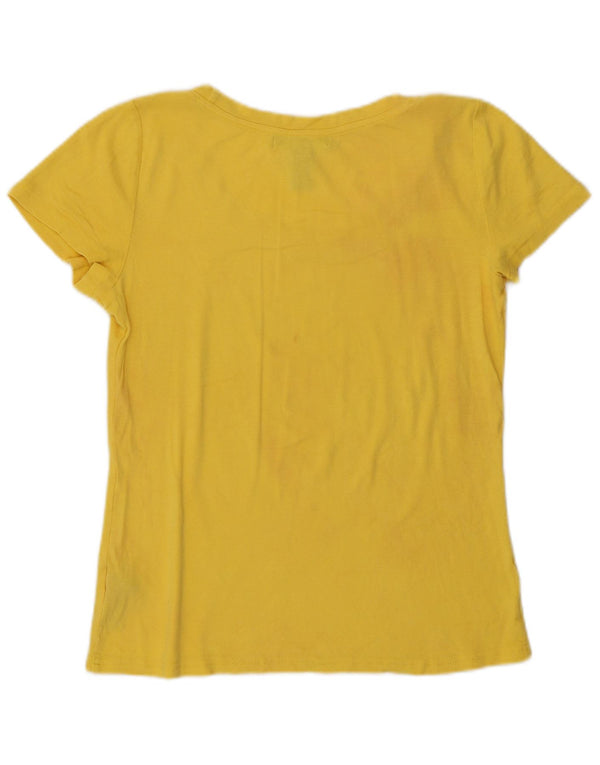 Ralph Lauren T-Shirt Femme Top UK 12 Coton Jaune Moyen