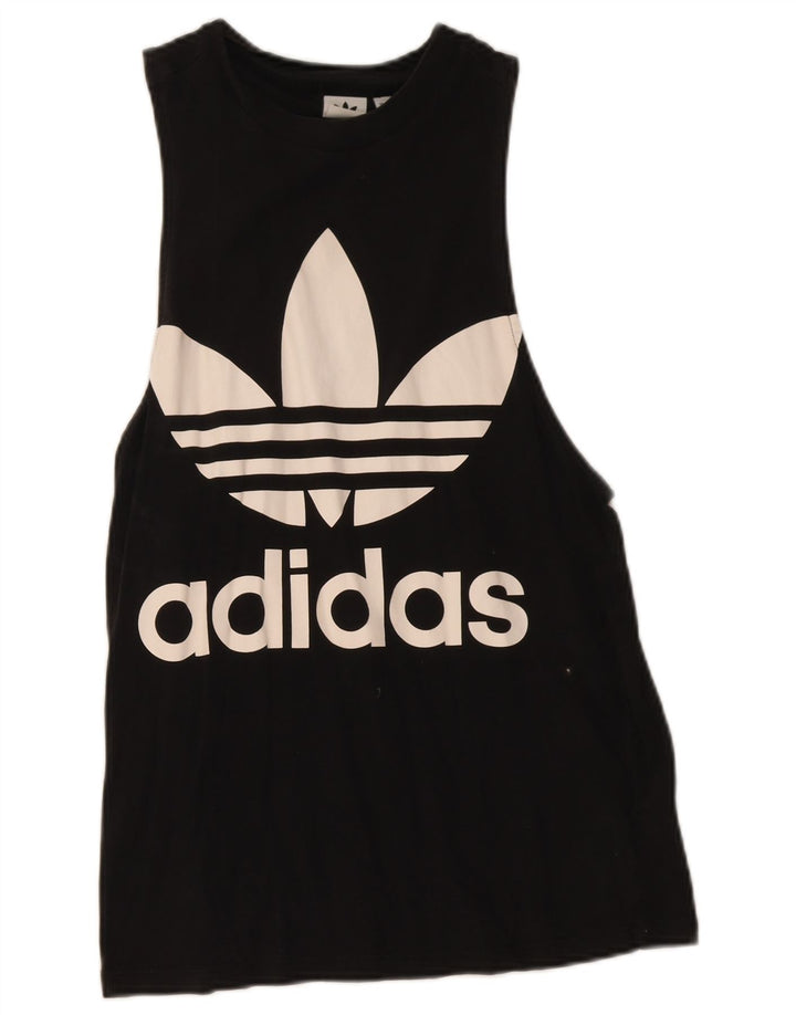 Adidas Débardeur graphique pour femme UK 12 en coton noir moyen
