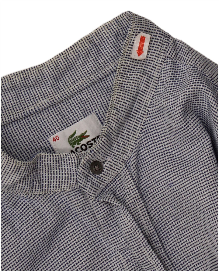 Lacoste Chemise à carreaux pour homme Taille 40 Bleu moyen Pied-de-poule Coton Classique