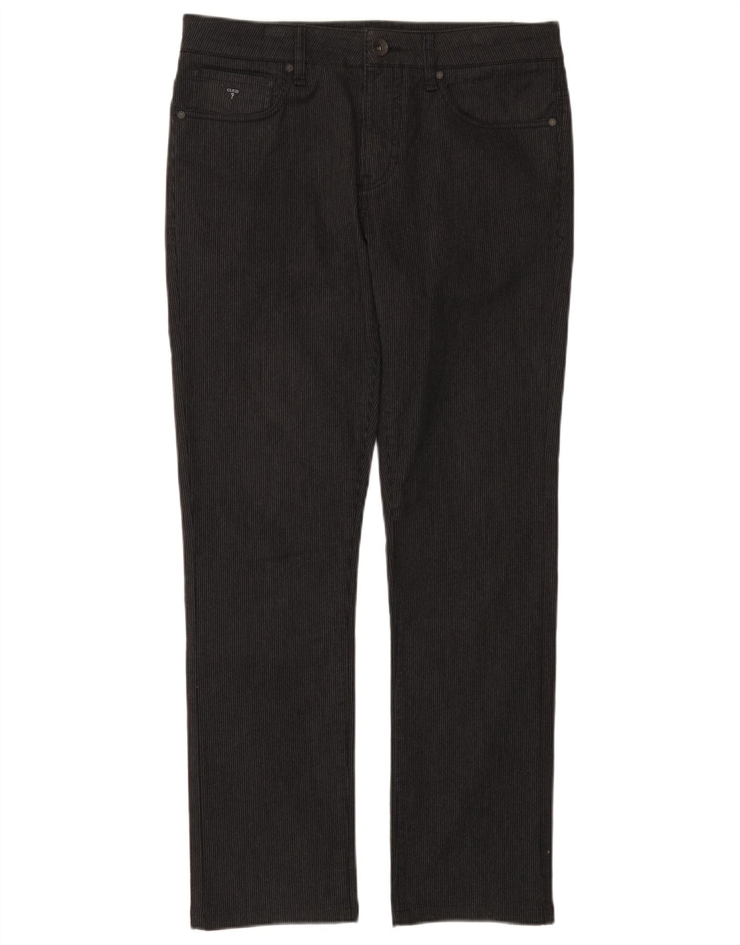 GUESS Pantalon décontracté droit pour homme W32 L30 Coton à fines rayures noires