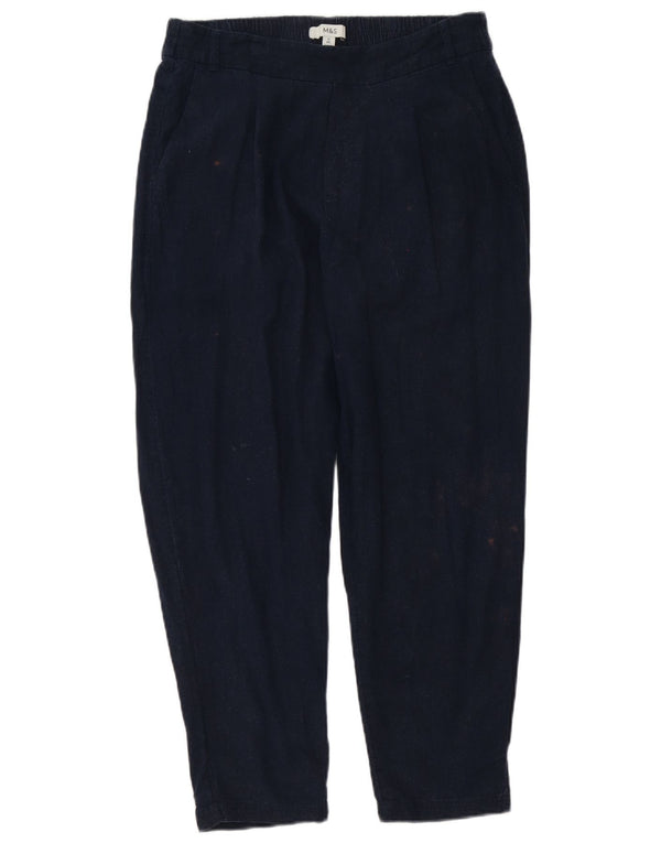 Marks & Spencer Pantalon chino taille haute pour femme UK 12 Medium W32 L27 Bleu marine