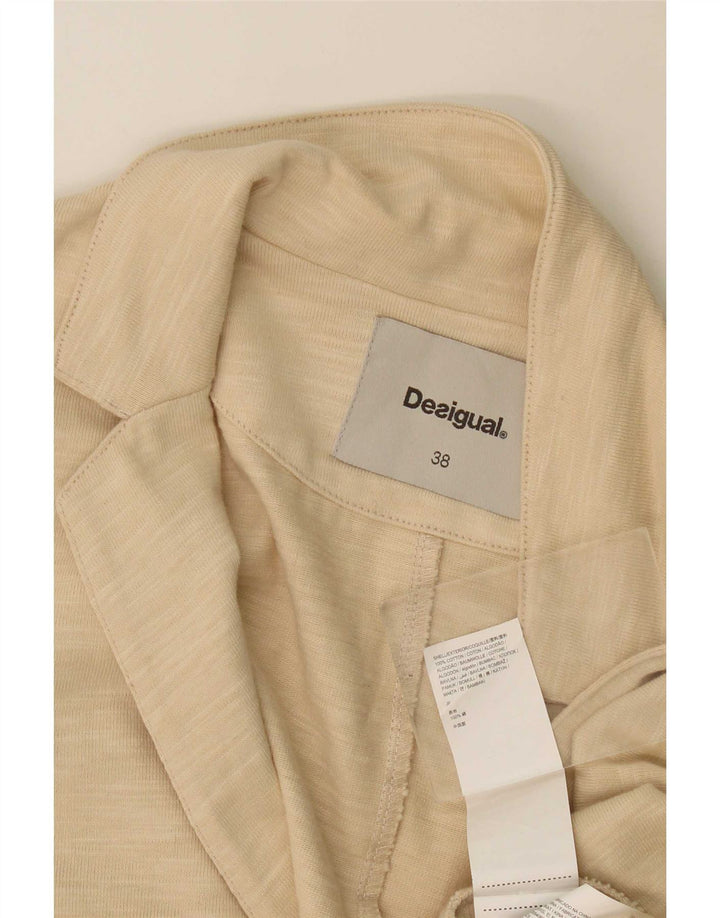 Desigual Veste Blazer Ouverte Femme EU 38 Coton Chiné Beige Moyen