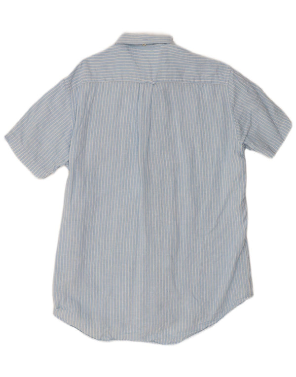 Gant Chemise à manches courtes pour homme Taille 39/40 15 3/4 Lin bleu moyen à fines rayures