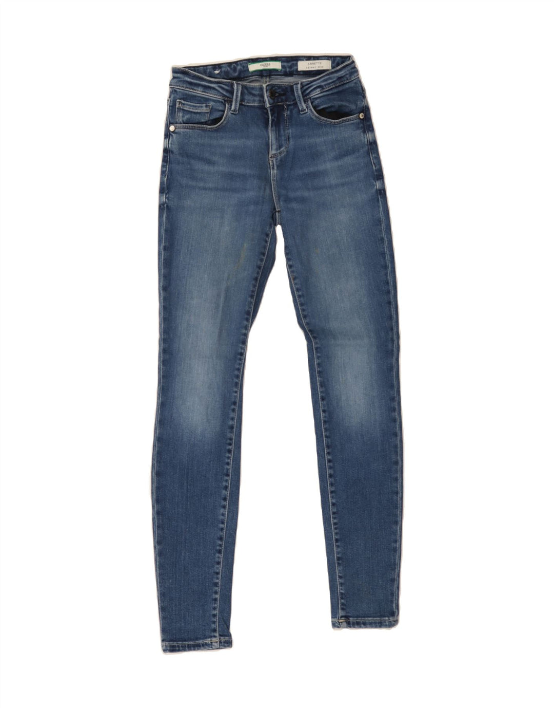 GUESS Womens Mid Rise Skinny Jeans W25 L29 Blue Polyester Vintage Guess and Second-Hand Guess from Messina Hembry 