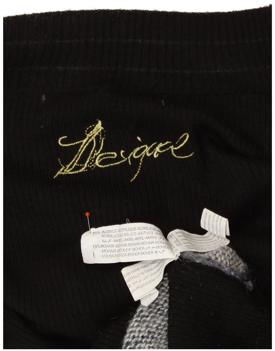 DESIGUAL Pull col bateau pour femme UK 12 Medium Noir coloré