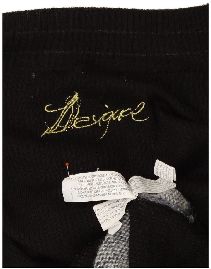 DESIGUAL Pull col bateau pour femme UK 12 Medium Noir coloré