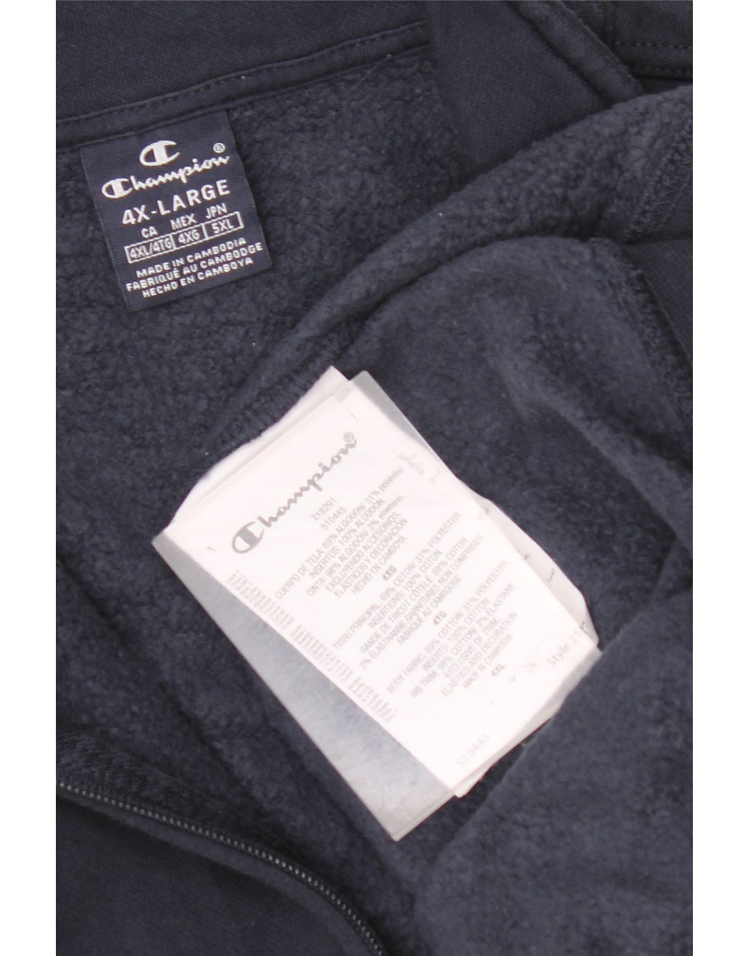 CHAMPION Sweat-shirt col zippé pour homme 4XL en coton bleu marine