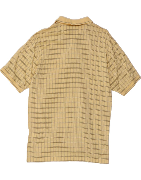 IZOD Mens Polo Shirt Medium Yellow Check Cotton