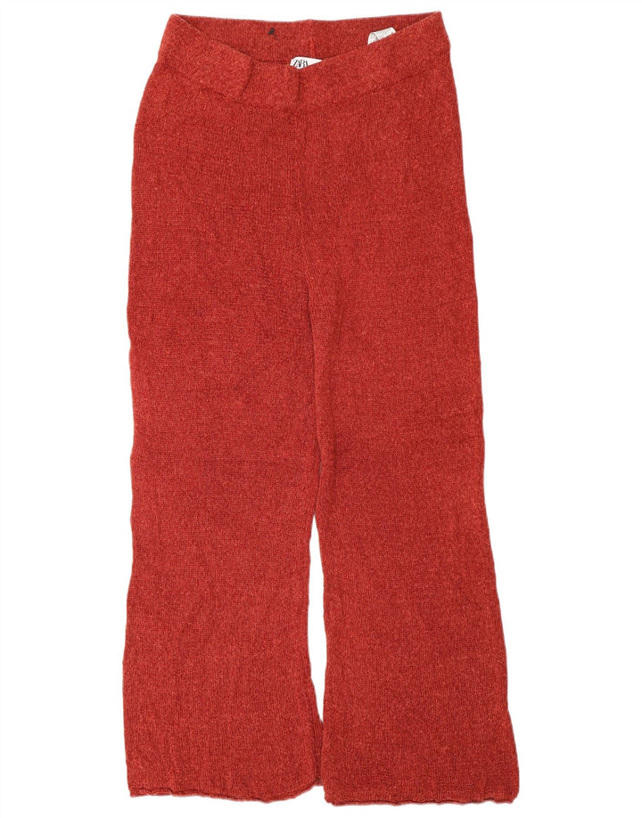 Zara Pantalon court en tricot pour femme Medium W28 L24 Lin rouge