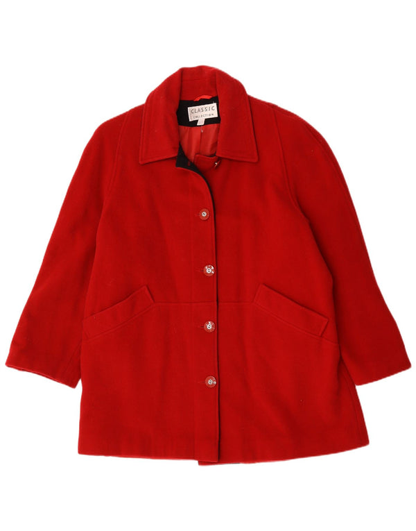 CLASSIC Manteau surdimensionné pour femme UK 12 Laine rouge moyen
