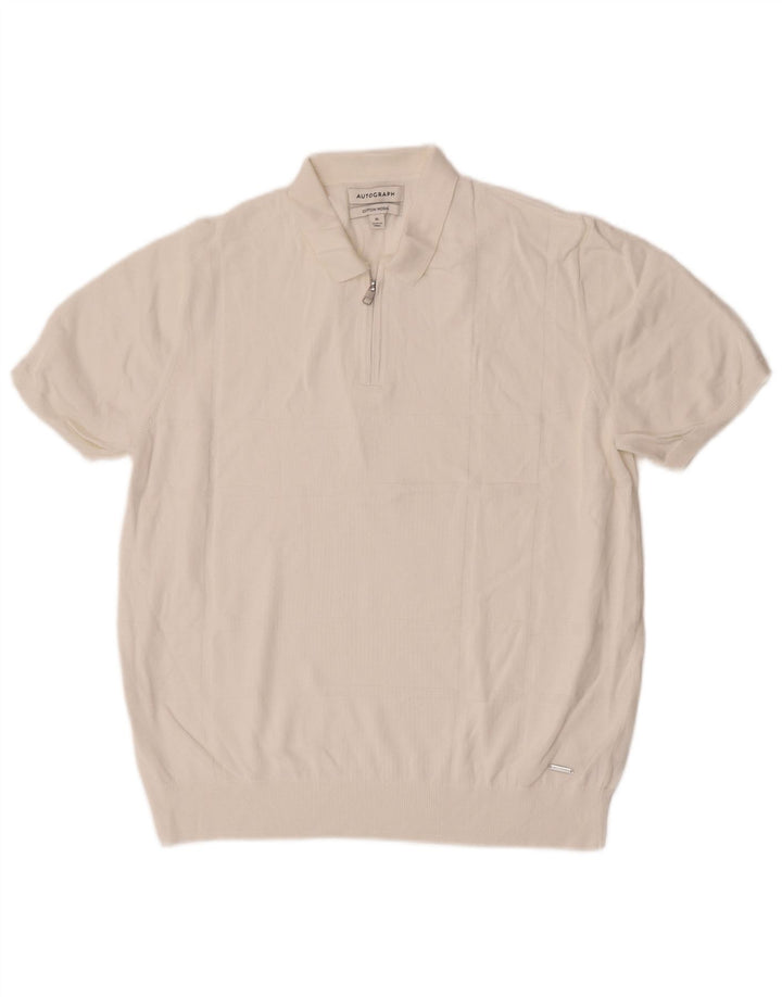 Marks & Spencer Pull à col polo autographe pour homme XL Blanc
