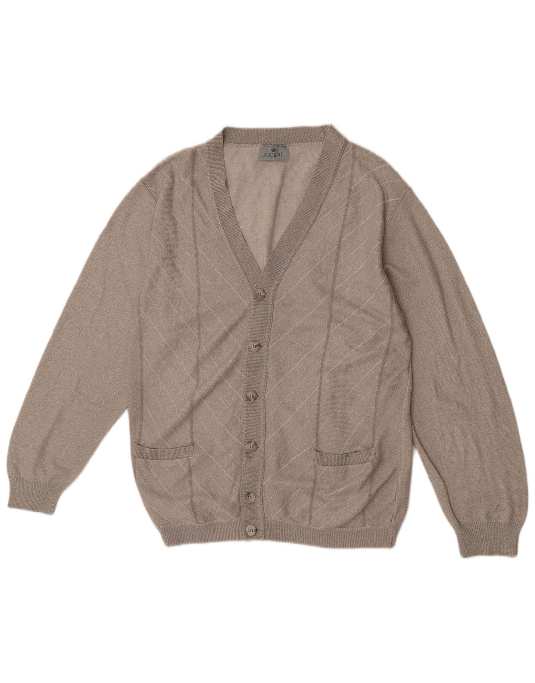 Enzo Goti Pull Cardigan Homme Petit Chevron Gris Acrylique