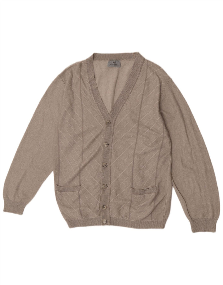 Enzo Goti Pull Cardigan Homme Petit Chevron Gris Acrylique