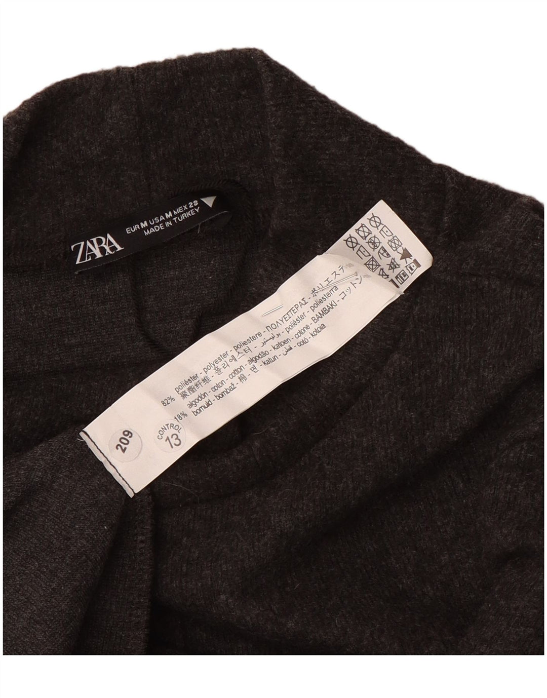 Zara Robe pull à manches courtes pour femme UK 12 Gris moyen Polyester