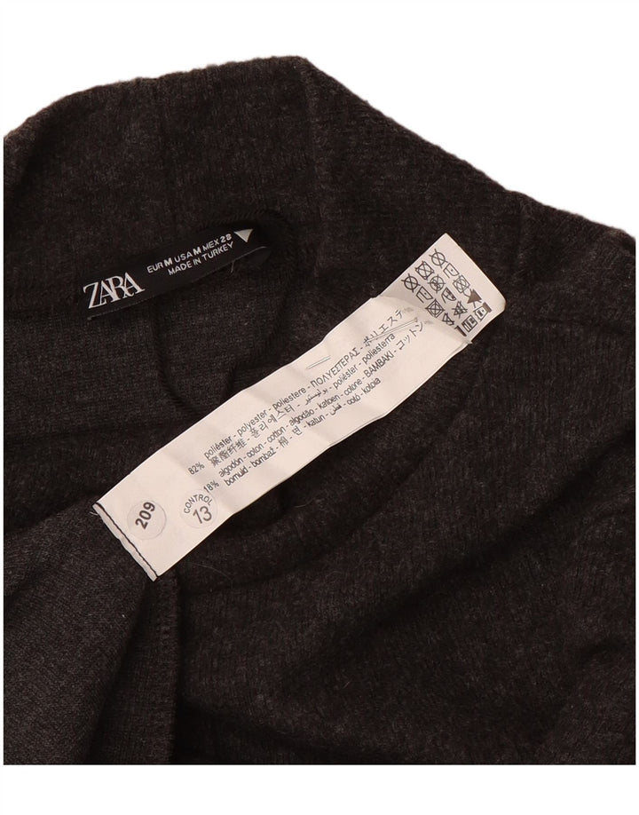 Zara Robe pull à manches courtes pour femme UK 12 Gris moyen Polyester