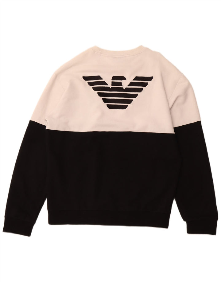 EMPORIO ARMANI Sweat-shirt graphique pour femme UK 18 XL Noir Colourblock