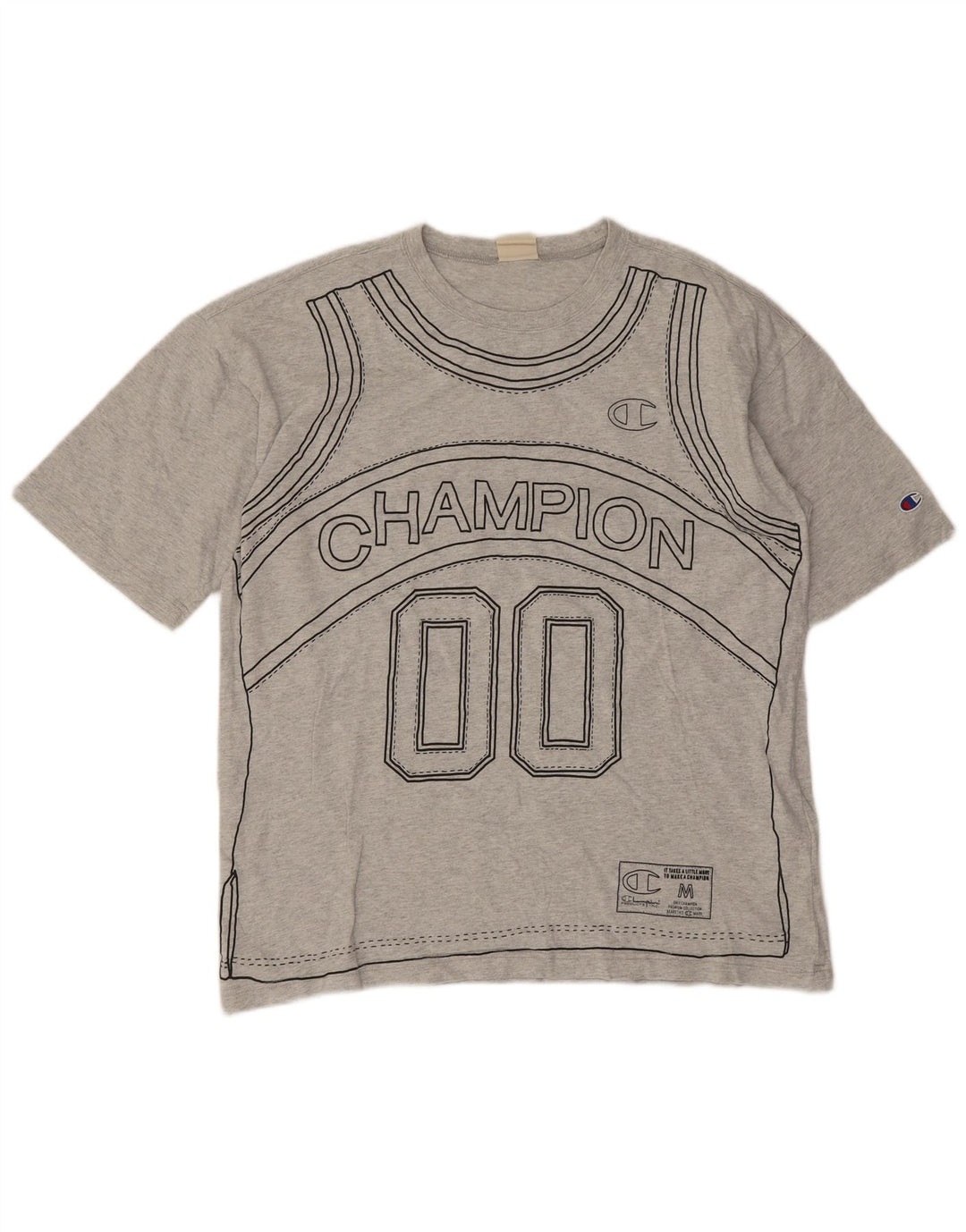 Champion T-Shirt Graphique Homme Grand Gris Coton