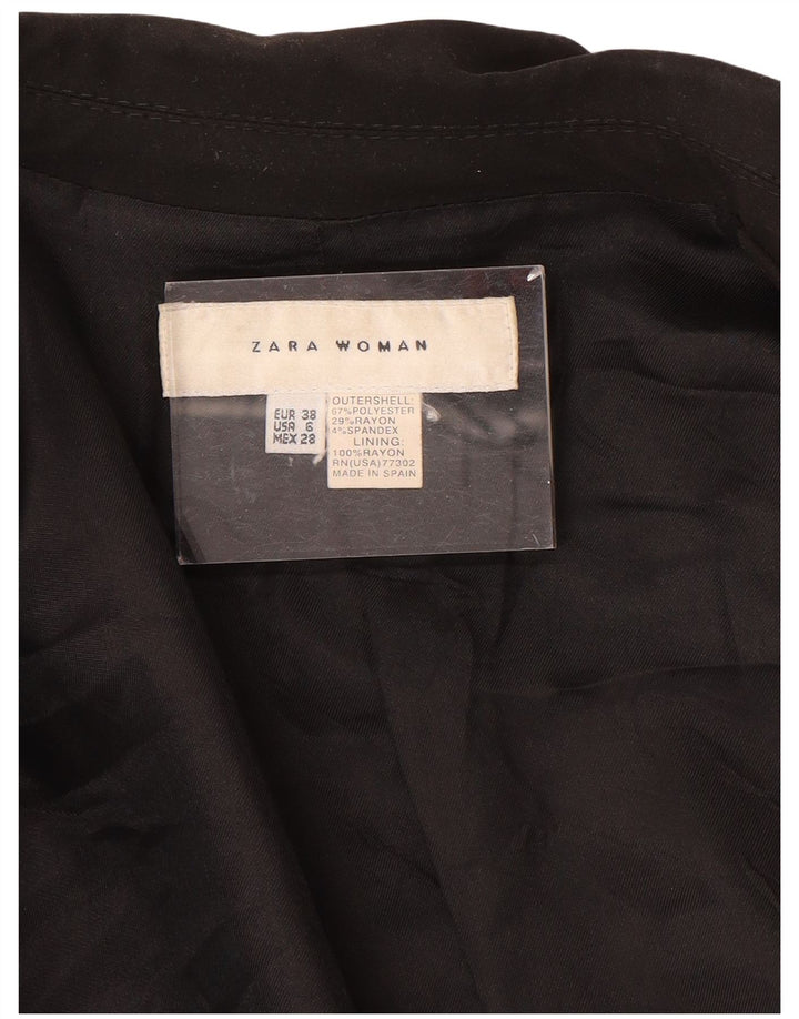 Zara Femme 1 Bouton Blazer Veste EU 38 Petit Noir Polyester