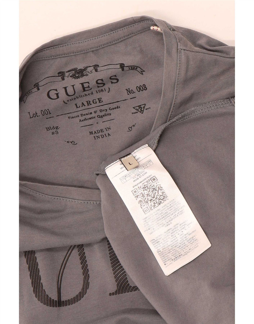Guess Haut graphique à manches longues pour homme UK 40 Gris moyen Coton