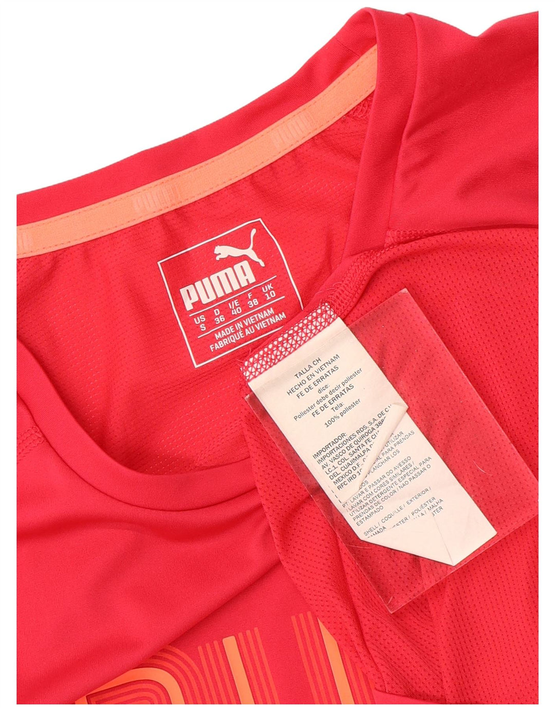 Puma T-shirt graphique pour femme UK 10 Small Rouge Polyester