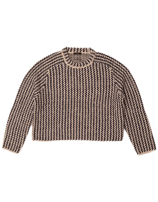 Massimo Dutti Pull court à col rond pour femme UK 10 Petit Blanc cassé
