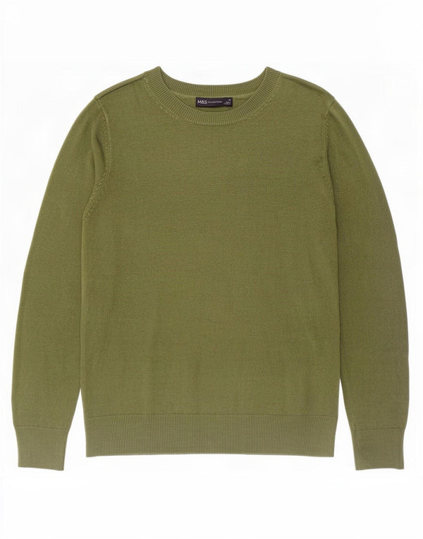 Marks & Spencer Pull à col rond pour femme UK 12 Acrylique vert moyen