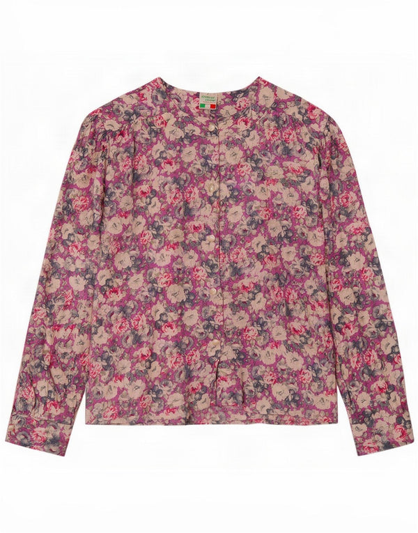 Giorgio Valeri Womens Shirt Blouse UK 16 Large Purple Floral Viscose
