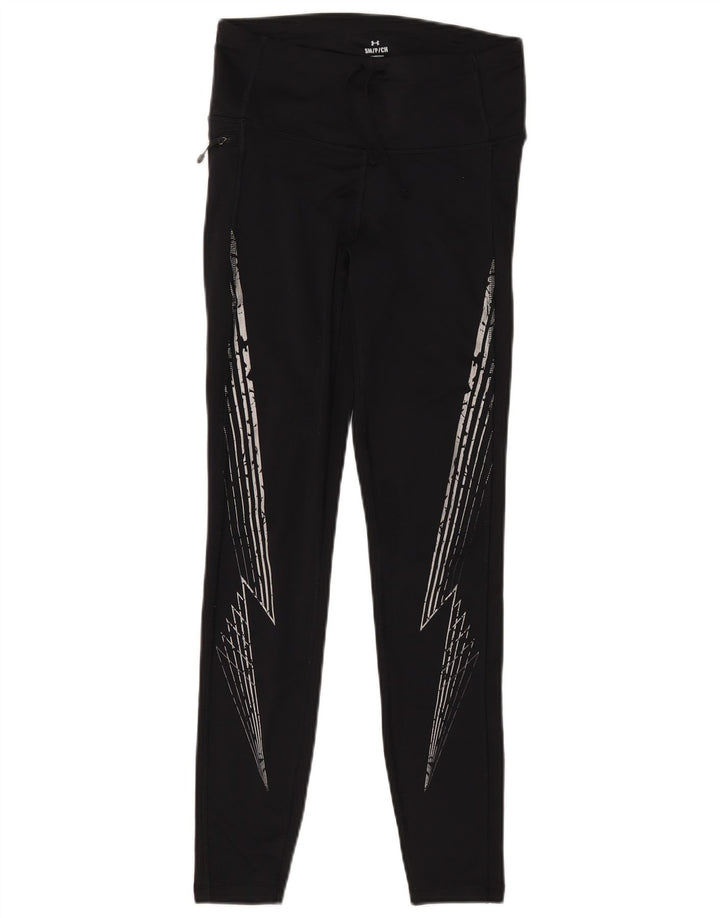 UNDER ARMOUR Leggings Femme UK 10 Petit Noir Géométrique Polyamide