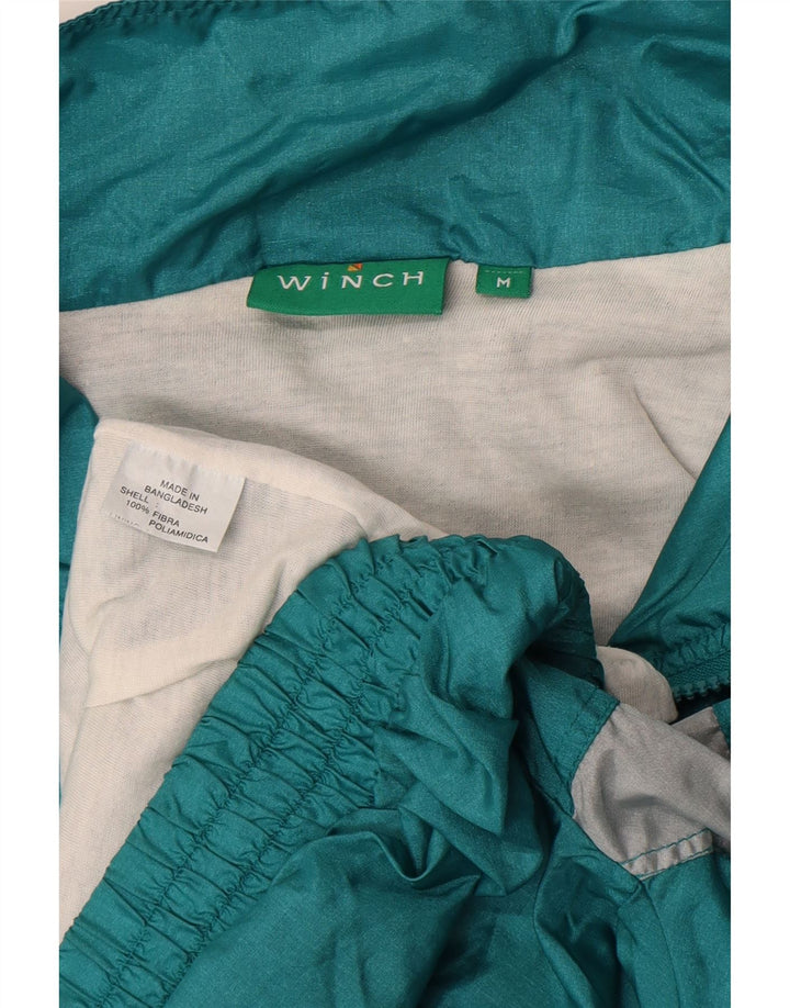 vintage Mens Survêtement Top Veste Vert Moyen Colourblock Polyamide