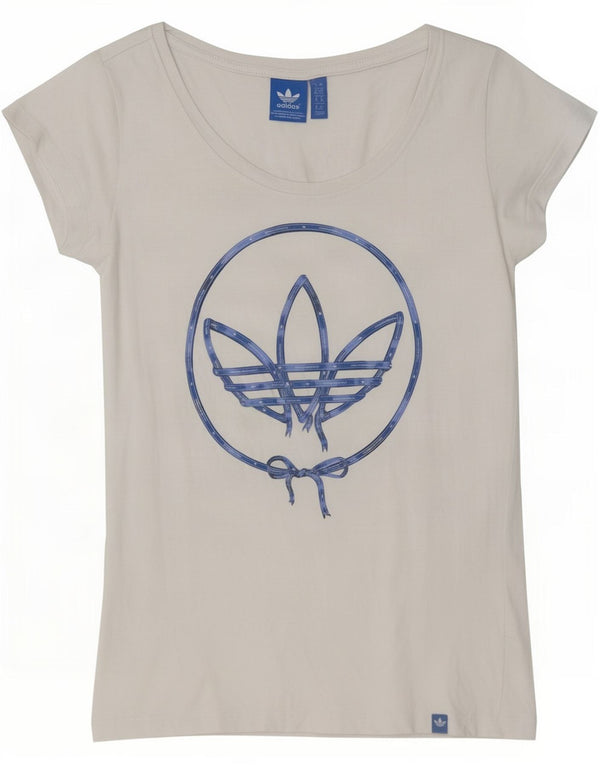 Adidas T-shirt graphique pour femme UK 10 Petit coton blanc