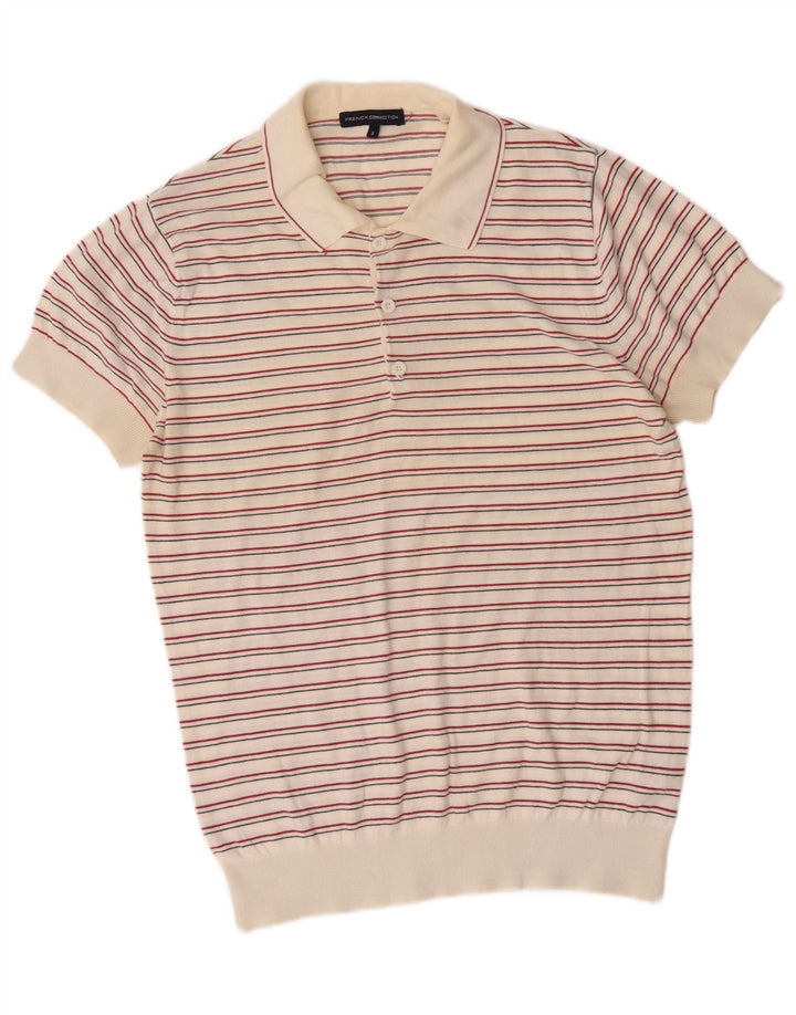 French Connection Pull col polo homme petit blanc rayé