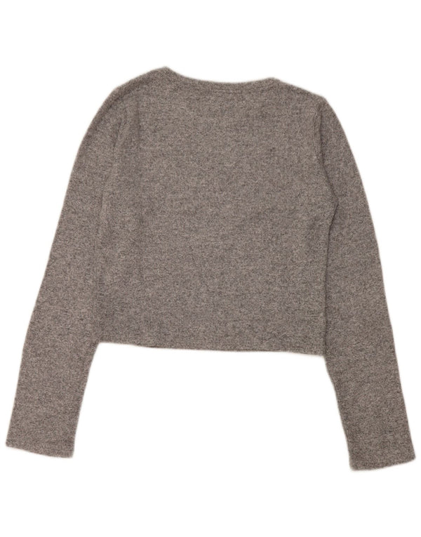 Zara Womens Crop Top Manches Longues UK 14 Large Gris