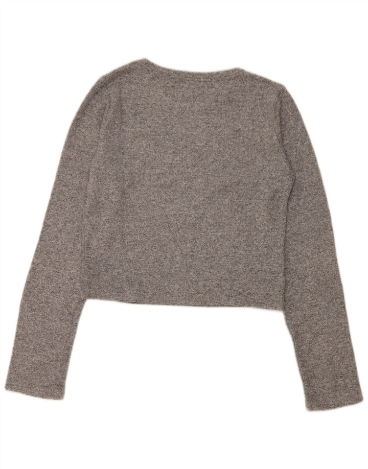 Zara Womens Crop Top Manches Longues UK 14 Large Gris