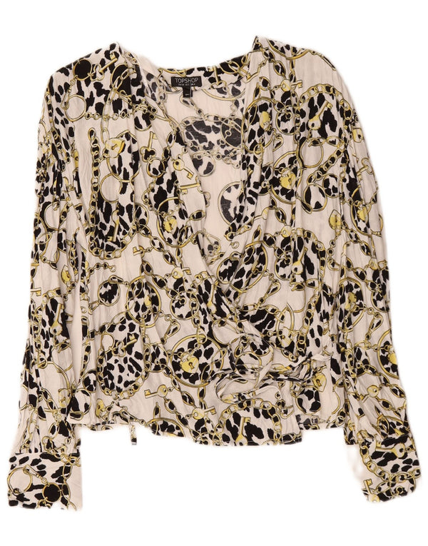 Topshop Cardigan surdimensionné à motif abstrait pour femme UK 6 XS Blanc