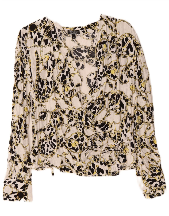 Topshop Cardigan surdimensionné à motif abstrait pour femme UK 6 XS Blanc