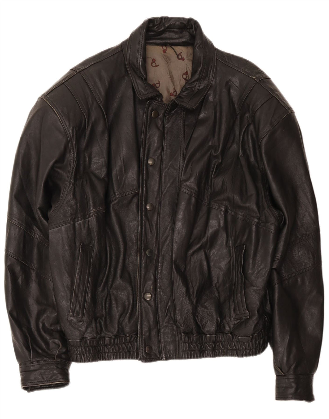 veste en cuir bomber homme vintage IT 52 XL Noir