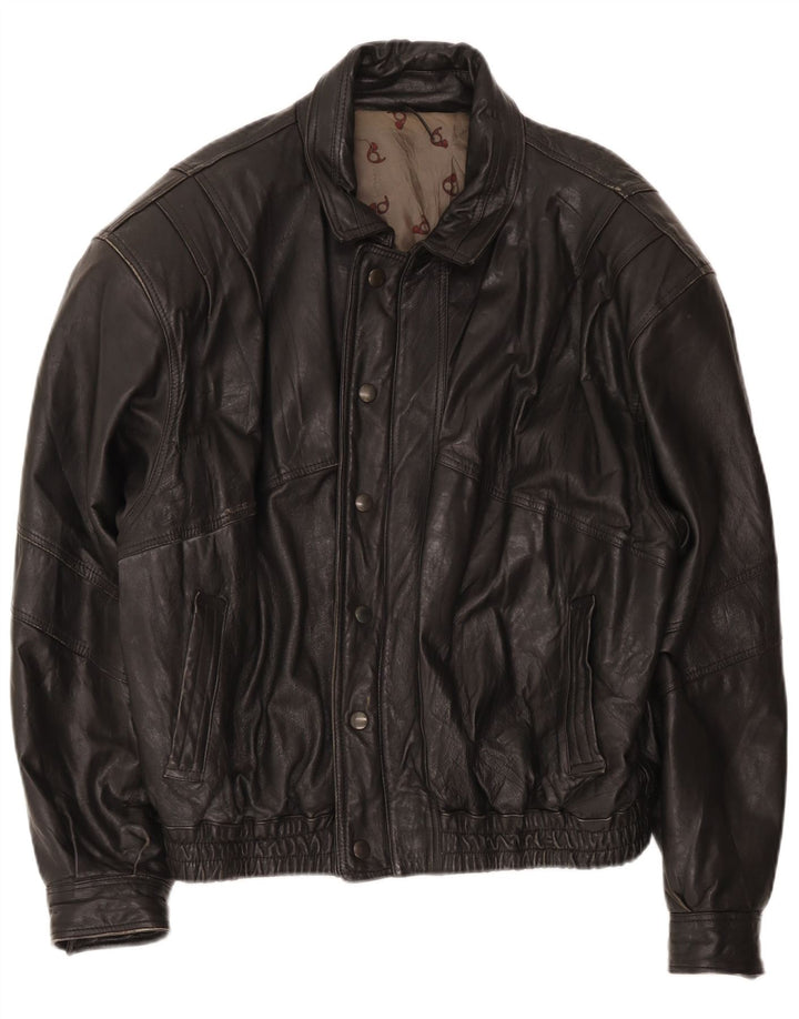veste en cuir bomber homme vintage IT 52 XL Noir