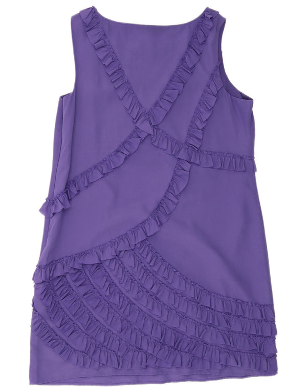 Monsoon Womens Sleeveless Ruffle Front Shift Dress UK 18 XL Purple