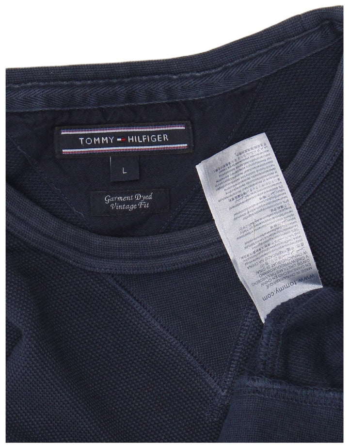 TOMMY HILFIGER Sweat-shirt coupe vintage pour hommes, grand coton bleu marine