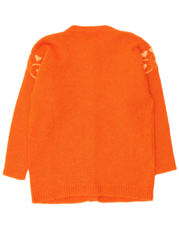 Carrini Cardigan long pour femme UK 14 Mohair floral orange moyen