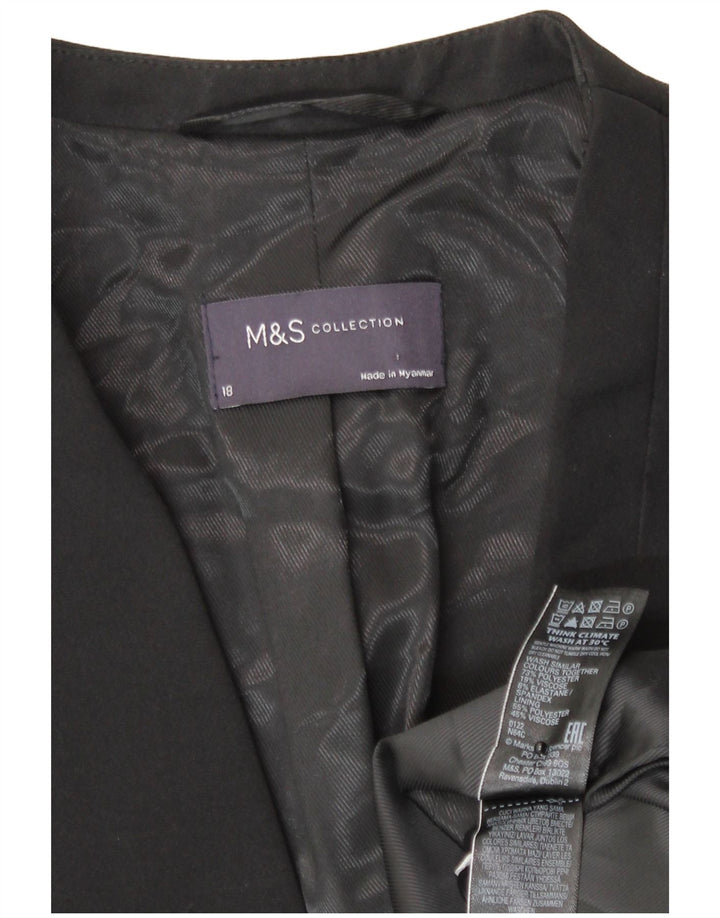 Marks & Spencer Veste blazer 1 bouton pour femme UK 18 XL Noir Polyester