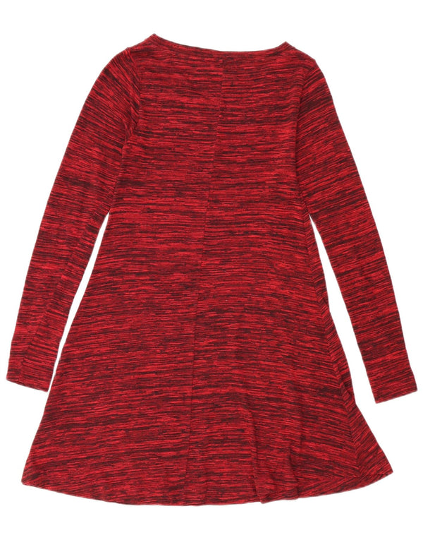 Zara Womens Trafaluc Robe trapèze à manches longues UK 8 Small Bordeaux moucheté